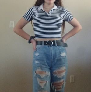 Pacsun Black and White Striped Collared Shirt